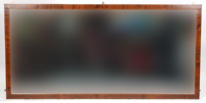 Overly large Edwardian inlaid mahogany wall mirror with bevelled glass, 204cm x 101cm