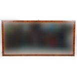 Overly large Edwardian inlaid mahogany wall mirror with bevelled glass, 204cm x 101cm