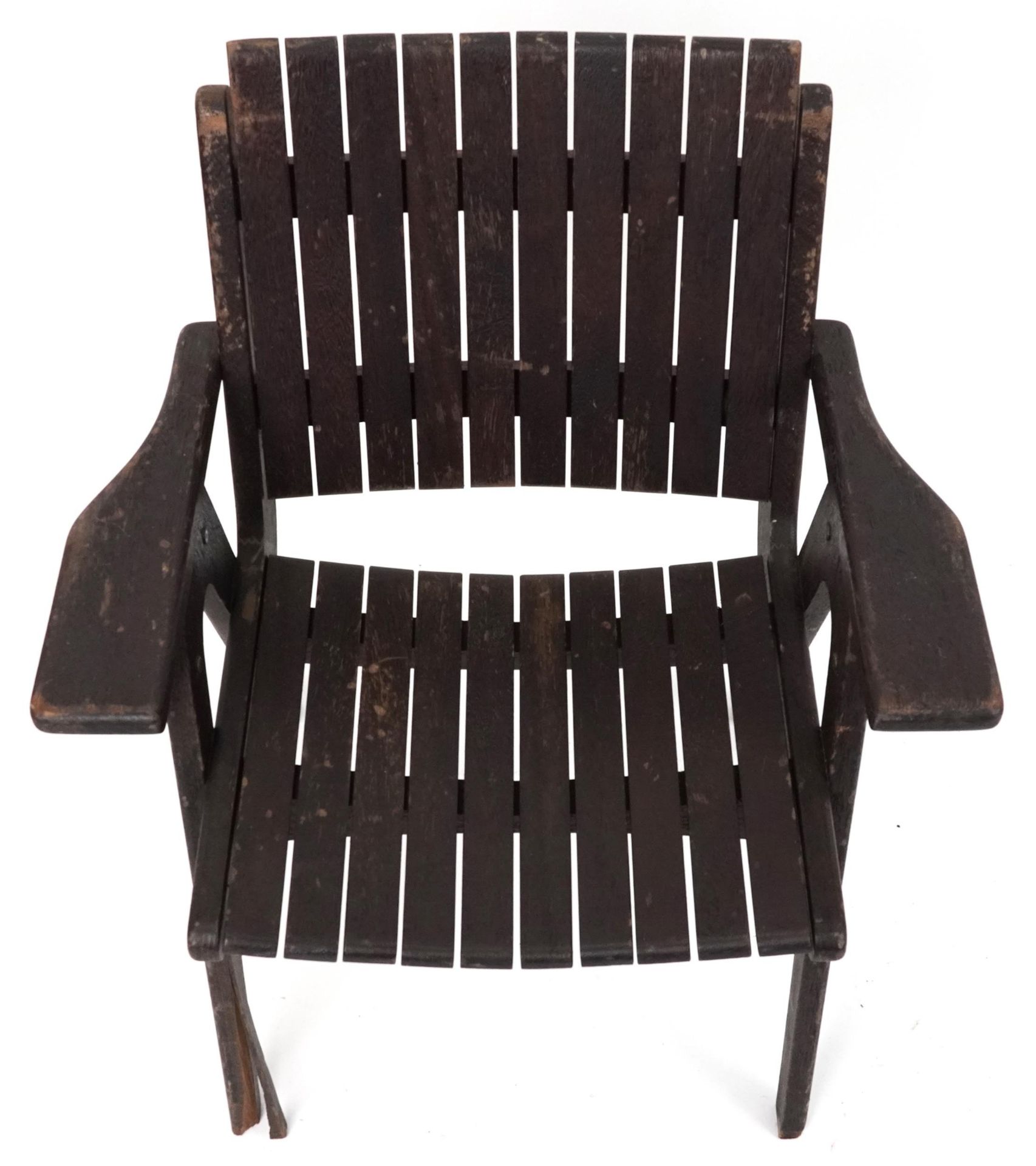 Autoban, stained teak slice chair, 81cm high - Image 3 of 5