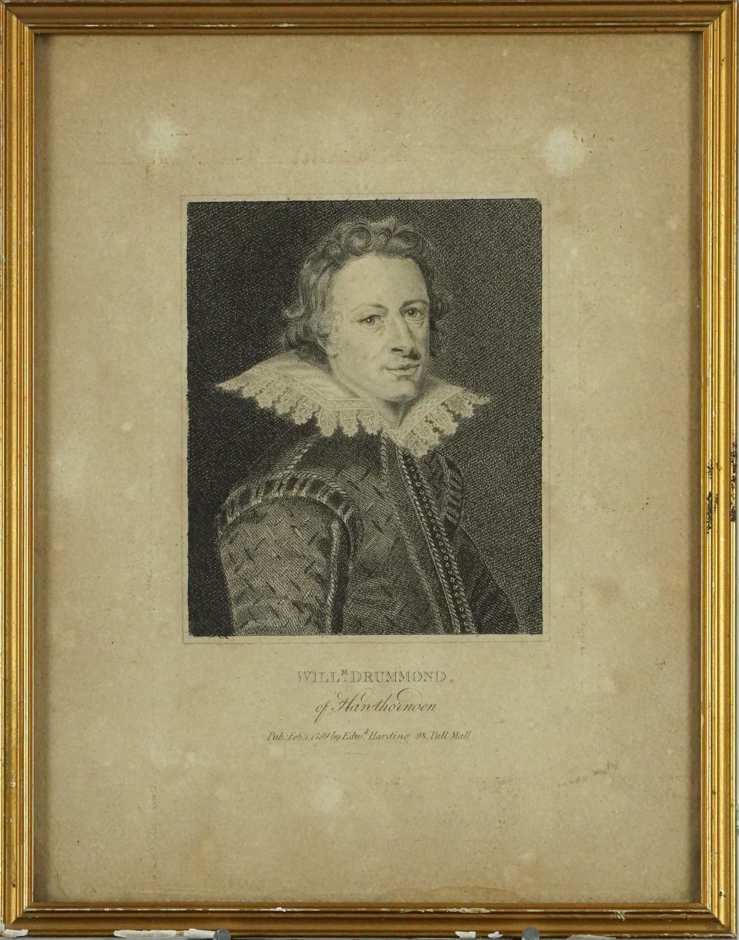 Head and shoulders portrait of Scottish poet and historian William Drummond of Hawthornden, 18th - Bild 2 aus 5