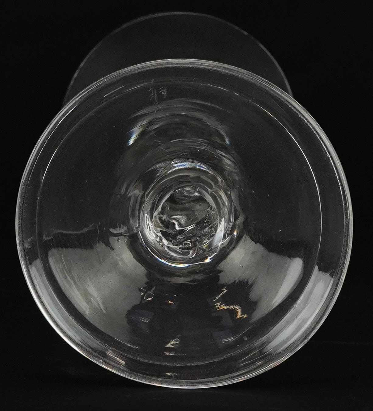 18th century wine glass on folded foot with knopped stem and enclosed bubble, 17cm high - Image 3 of 3
