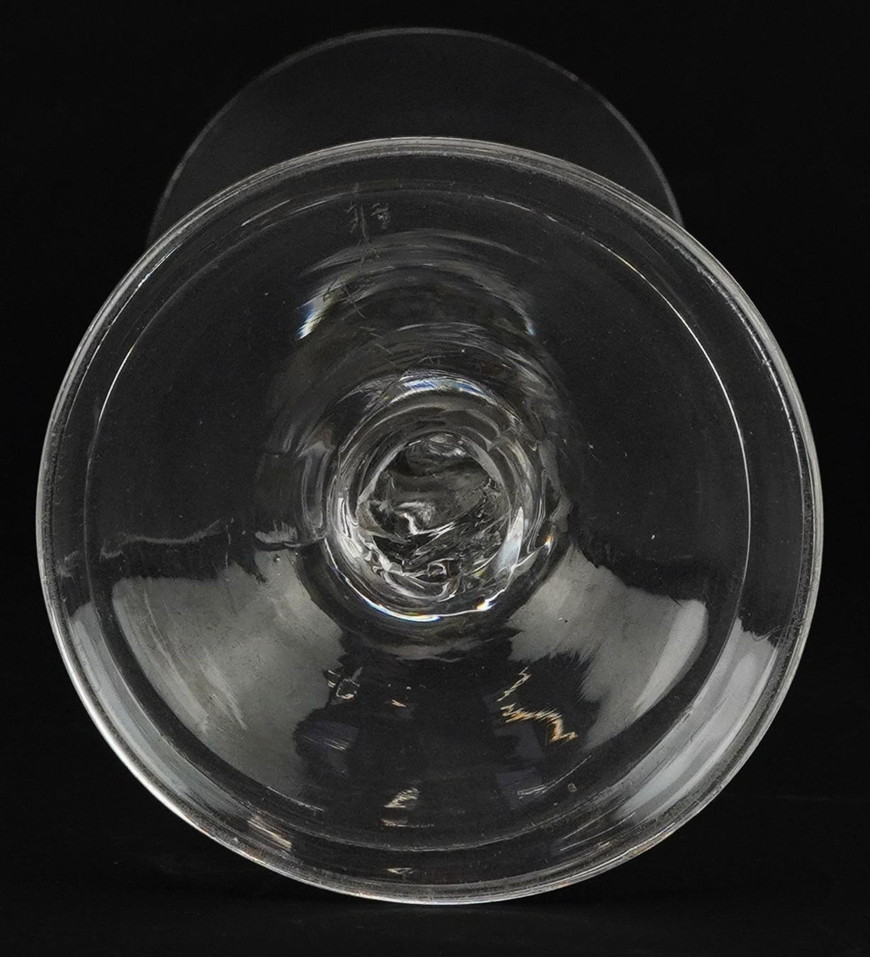 18th century wine glass on folded foot with knopped stem and enclosed bubble, 17cm high - Bild 3 aus 3