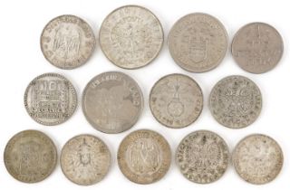 European coinage, some silver, including five reichs and one Dutch guilder, total 134g