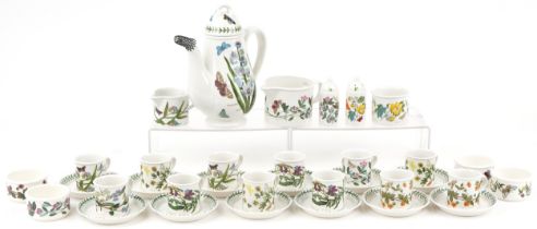 Portmeirion Botanic Garden teaware including coffee pot, set of twelve coffee cans with saucers