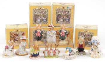 Ten Royal Doulton Bramley Hedge figures, six with boxes, including Mrs Apple, Old Vole and Poppy