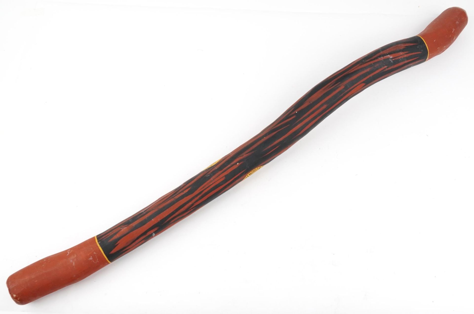 Tribal interest Aboriginal digeridoo hand painted with a serpent, 123cm in length - Bild 2 aus 2