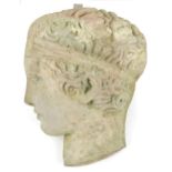 Classical garden stoneware face plaque in the form of Diadoumenos