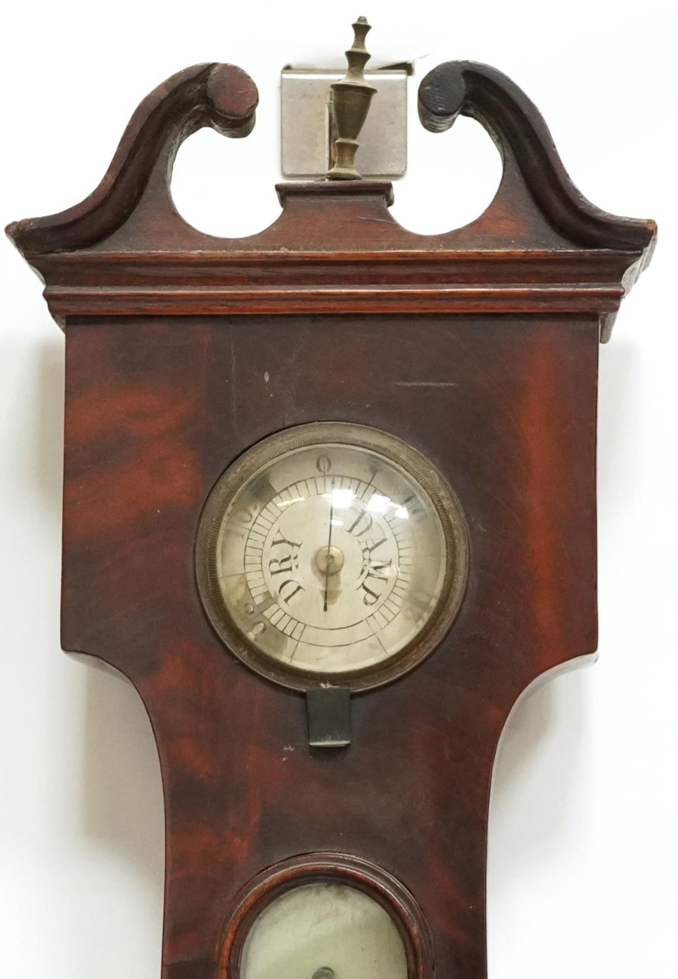 19th century mahogany banjo barometer thermometer with silvered dials, one engraved J Vago of - Image 2 of 6