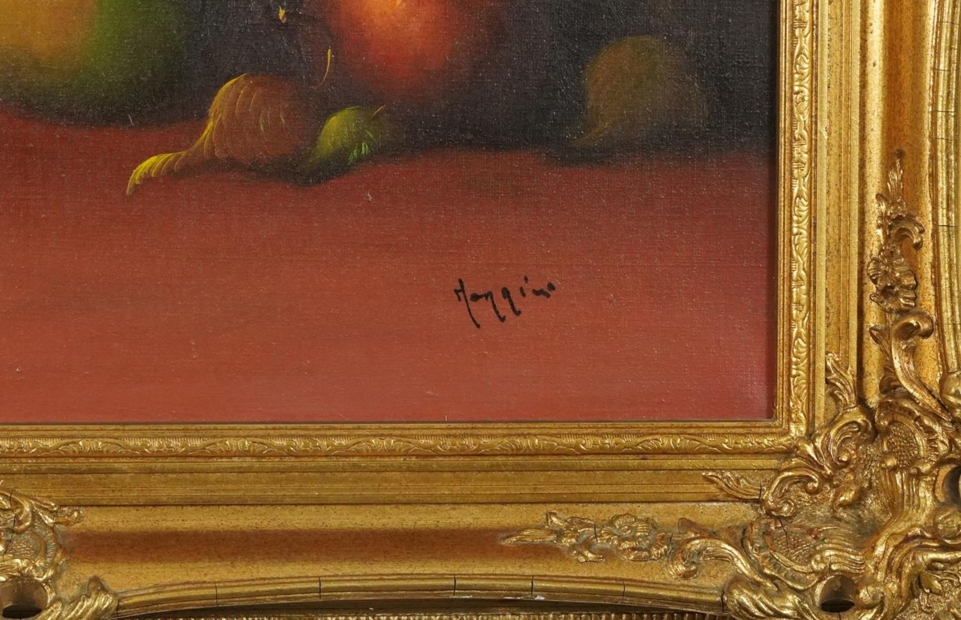 Morrini - Still life fruit and vessels, pair of Italian school oil on canvases, mounted and - Bild 11 aus 15