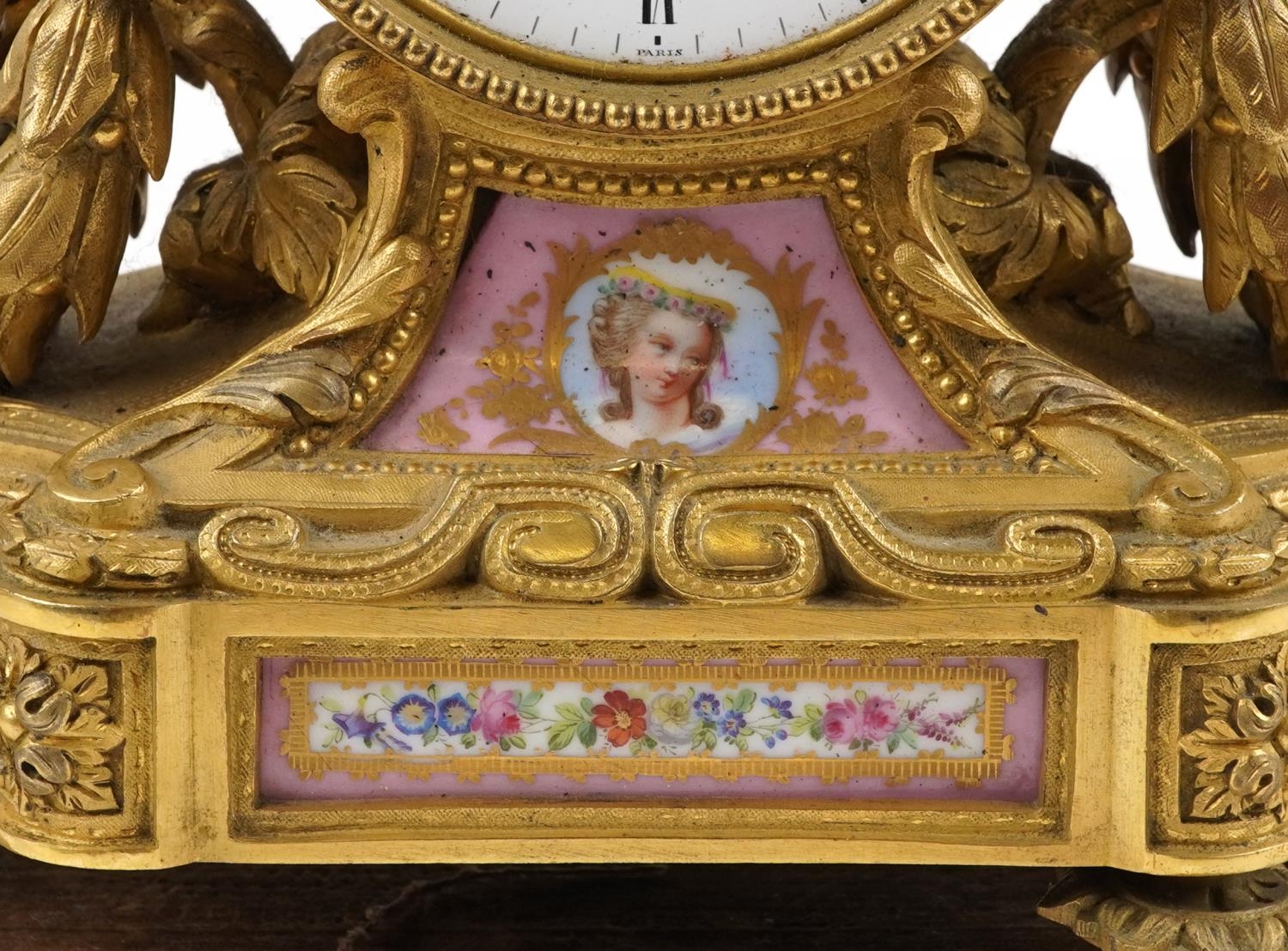 Drocourt of Paris, 19th century French ormolu mantle clock striking on a bell,cast with torches - Image 2 of 5