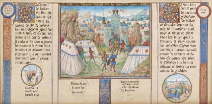 Margaret Balfour Ogilvie - Chronique de Jerusaleme, medieval style illuminated manuscript, label