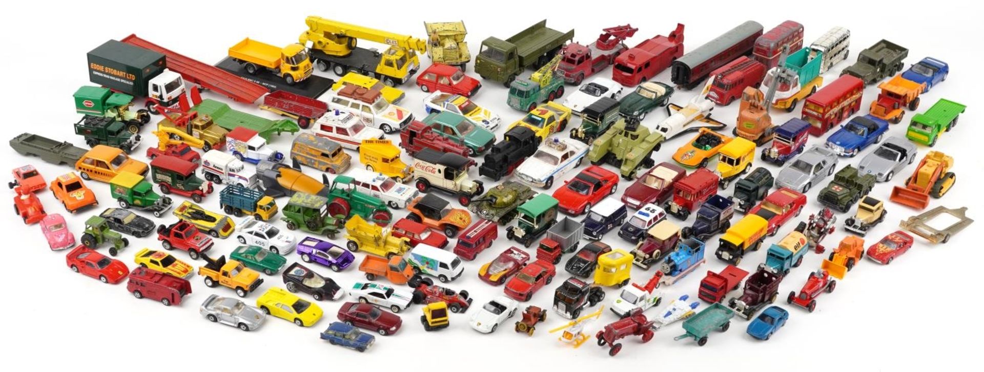 Extensive collection of vintage and later diecast vehicles including Corgi Major, Lledo, Matchbox