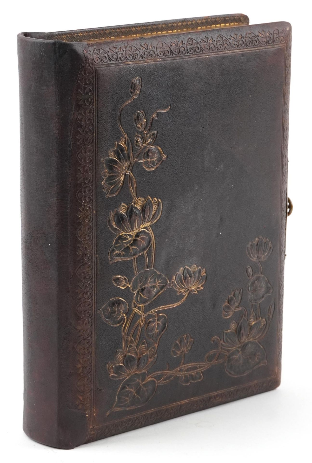 Victorian tooled leather musical photograph album housing social history cabinet cards and carte - Bild 5 aus 6