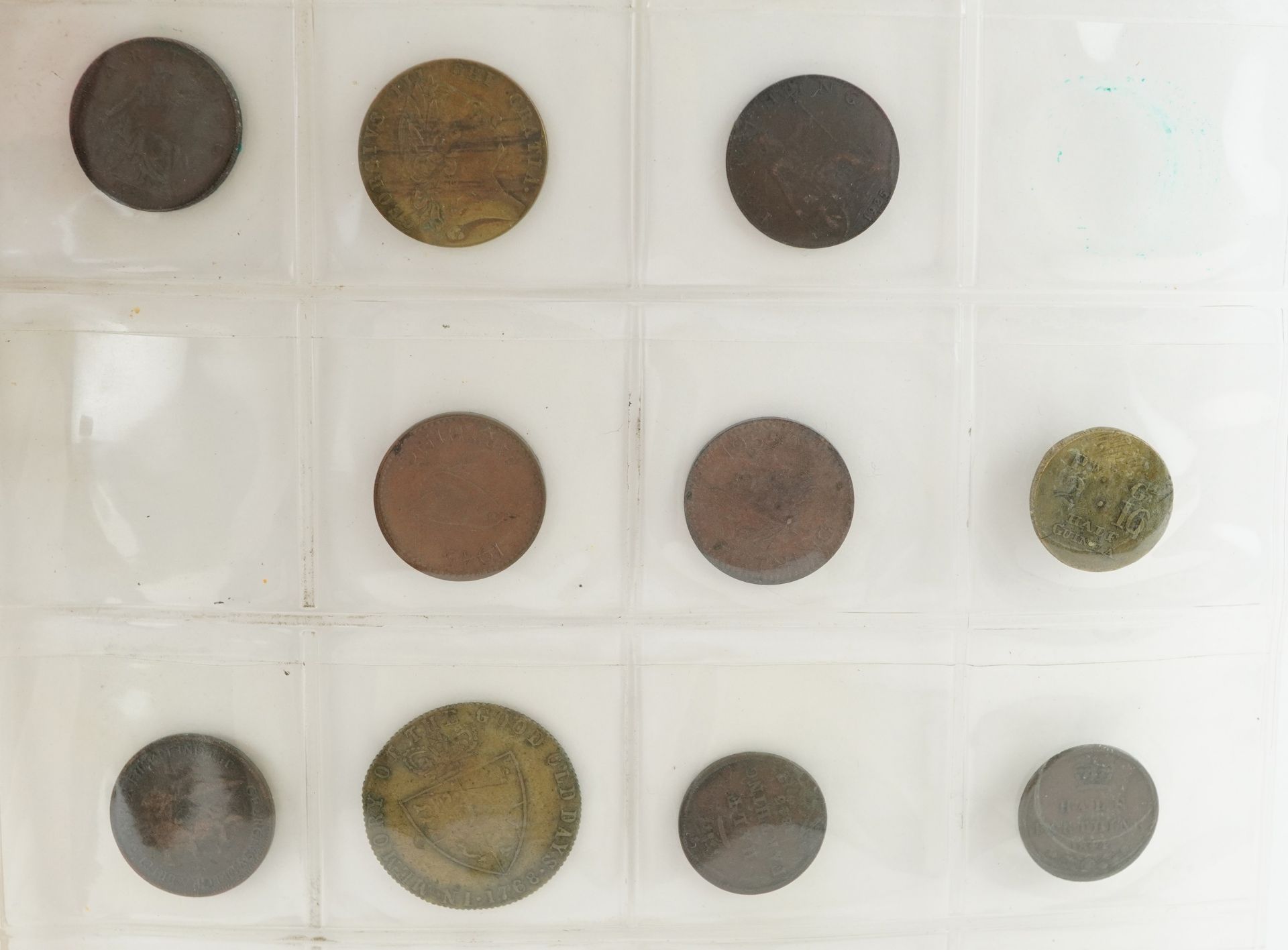 George III and later coinage and tokens arranged in an album including Duke of Wellington 1812 - Image 2 of 13