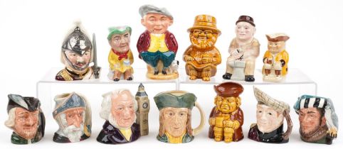 Thirteen collectable character jugs including Royal Doulton, Tony Wood and Burlington Ware, the