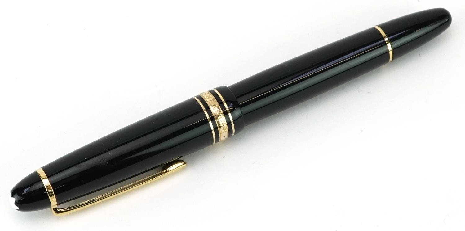 Montblanc Meisterstuck Traveller fountain pen with 14K gold nib, leather case and box - Image 4 of 7