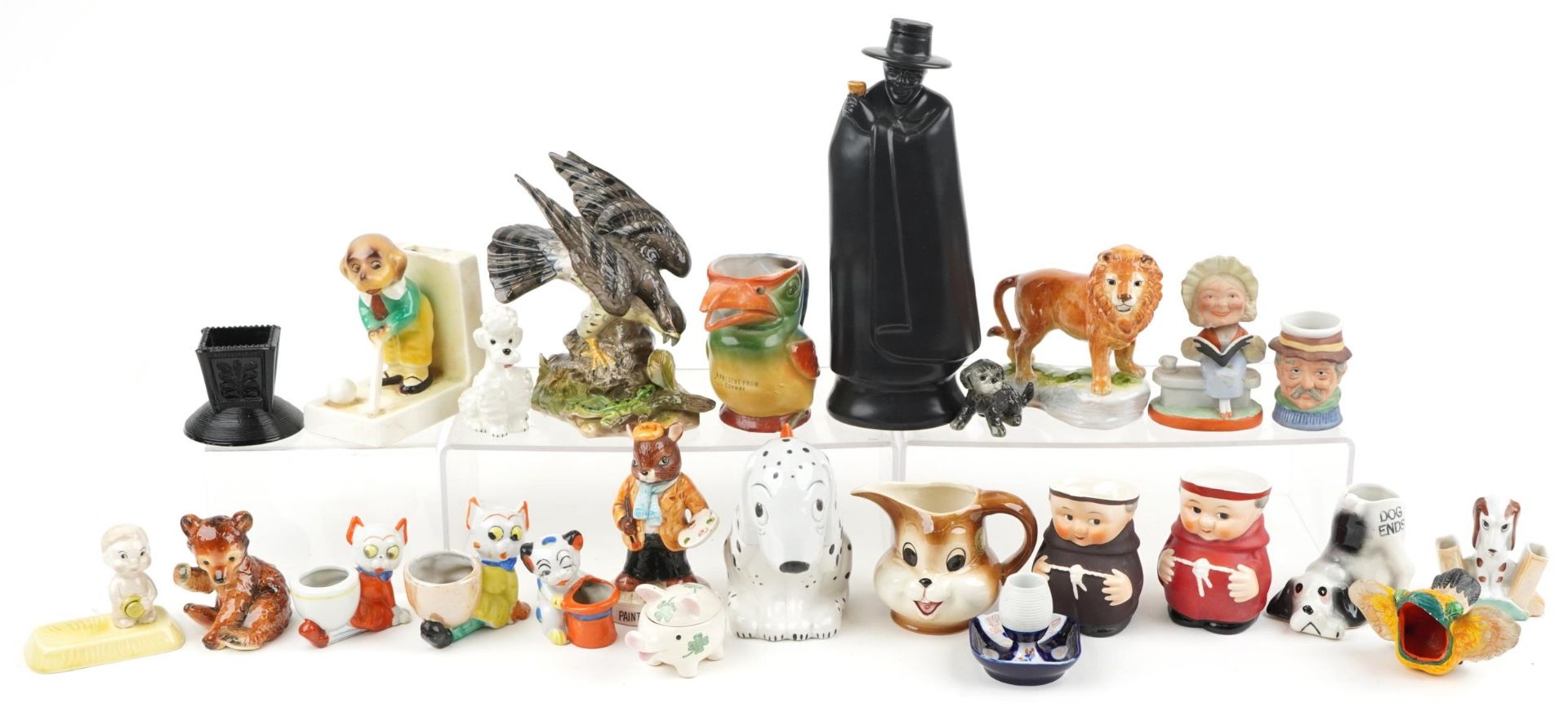 19th century and later collectable and comical china including a Wedgwood Sandeman decanter,