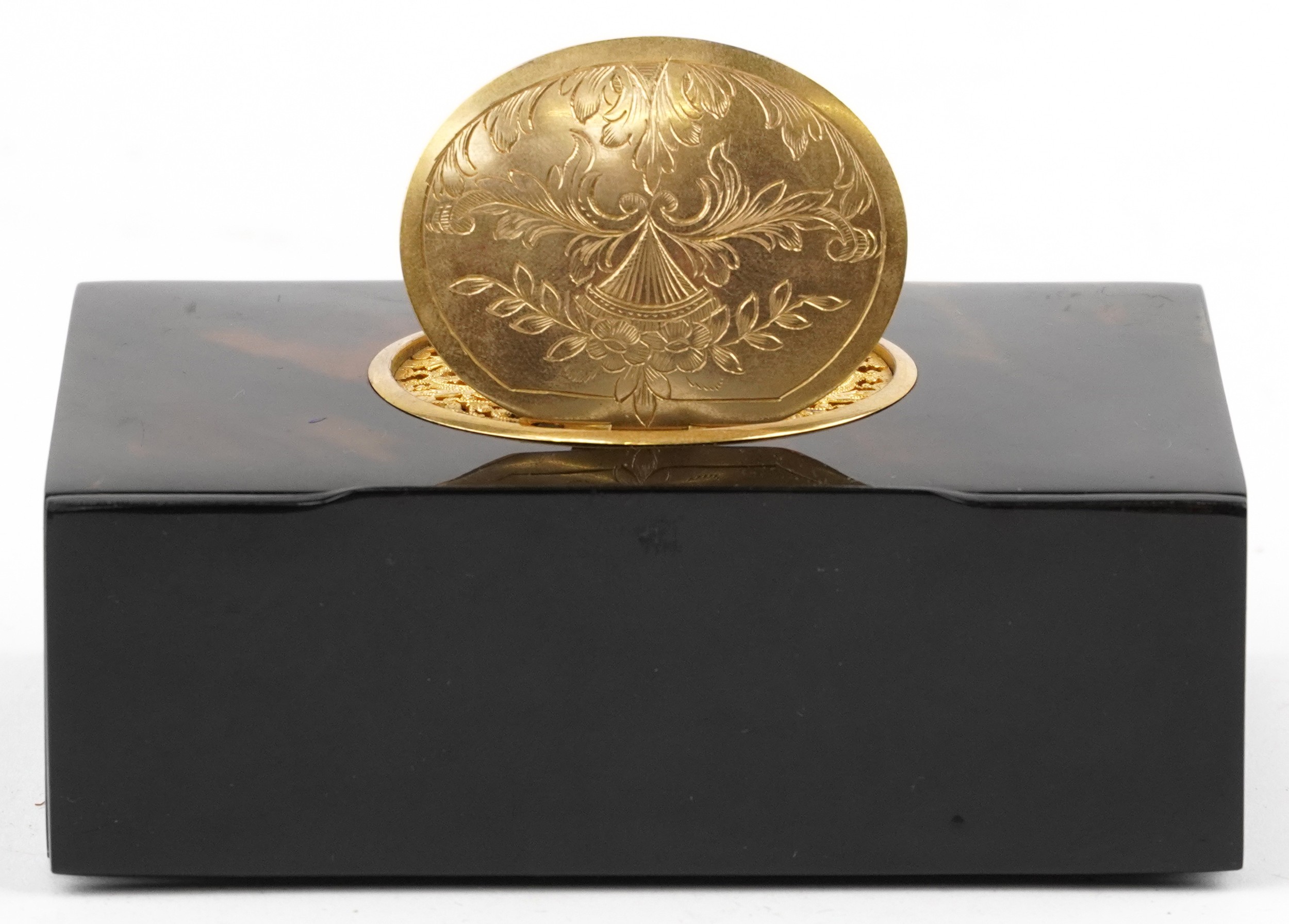 19th century Swiss faux tortoiseshell automaton bird box with unmarked silver gilt hinged lid - Image 6 of 11