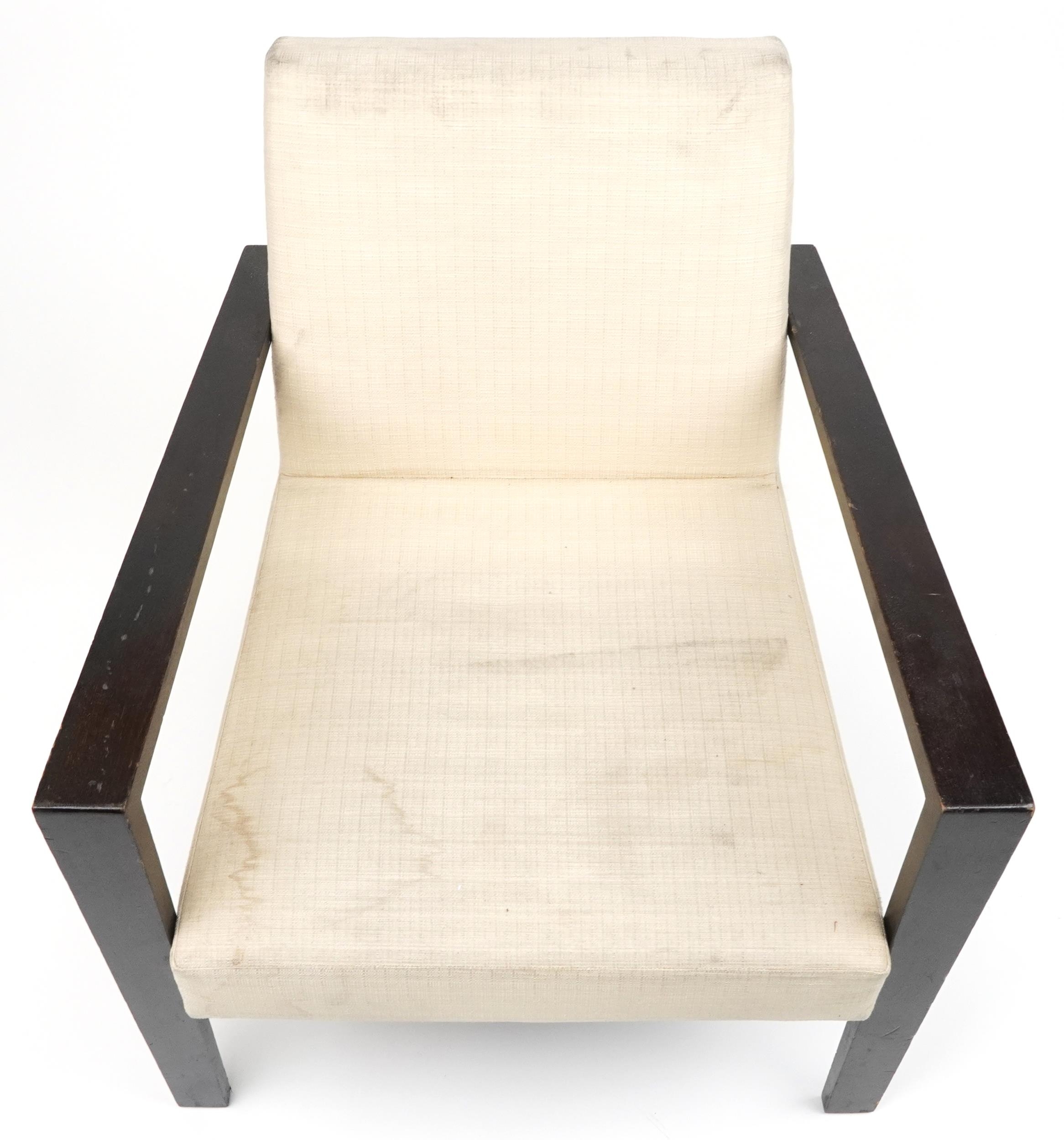 Roset, contemporary French ebonised lounge chair with cream upholstered back and seat, 78cm H x 74cm - Image 3 of 5