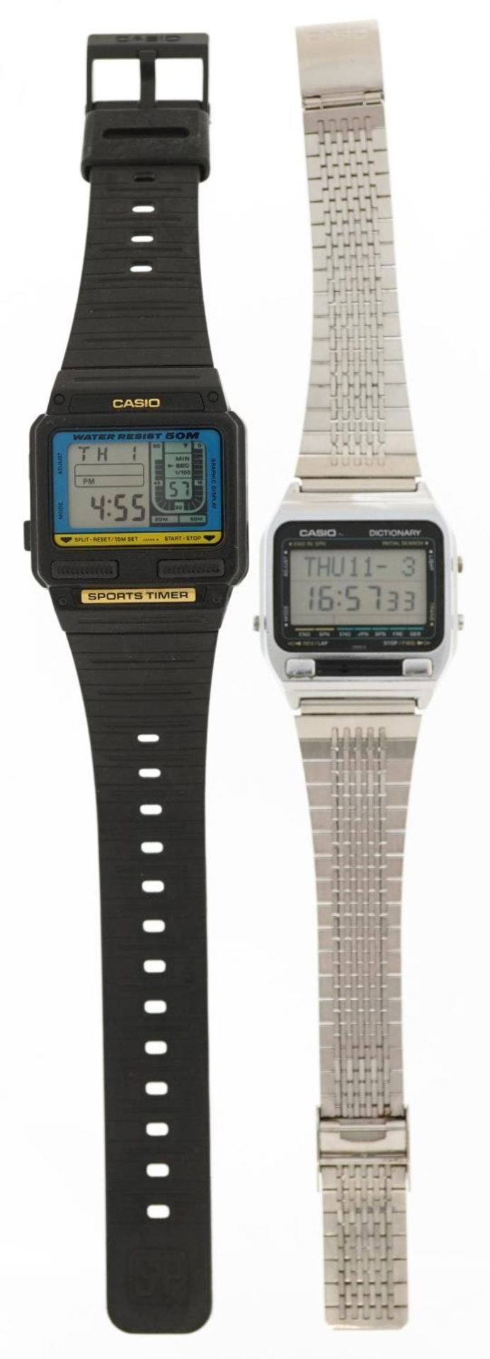 Casio, two vintage Casio digital wristwatches with paperwork comprising Casio Dictionary and Casio - Image 2 of 5