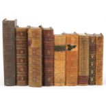 Nine 19th century hardback books comprising Oliver Twist by Charles Dickens, Quarterly Essays,