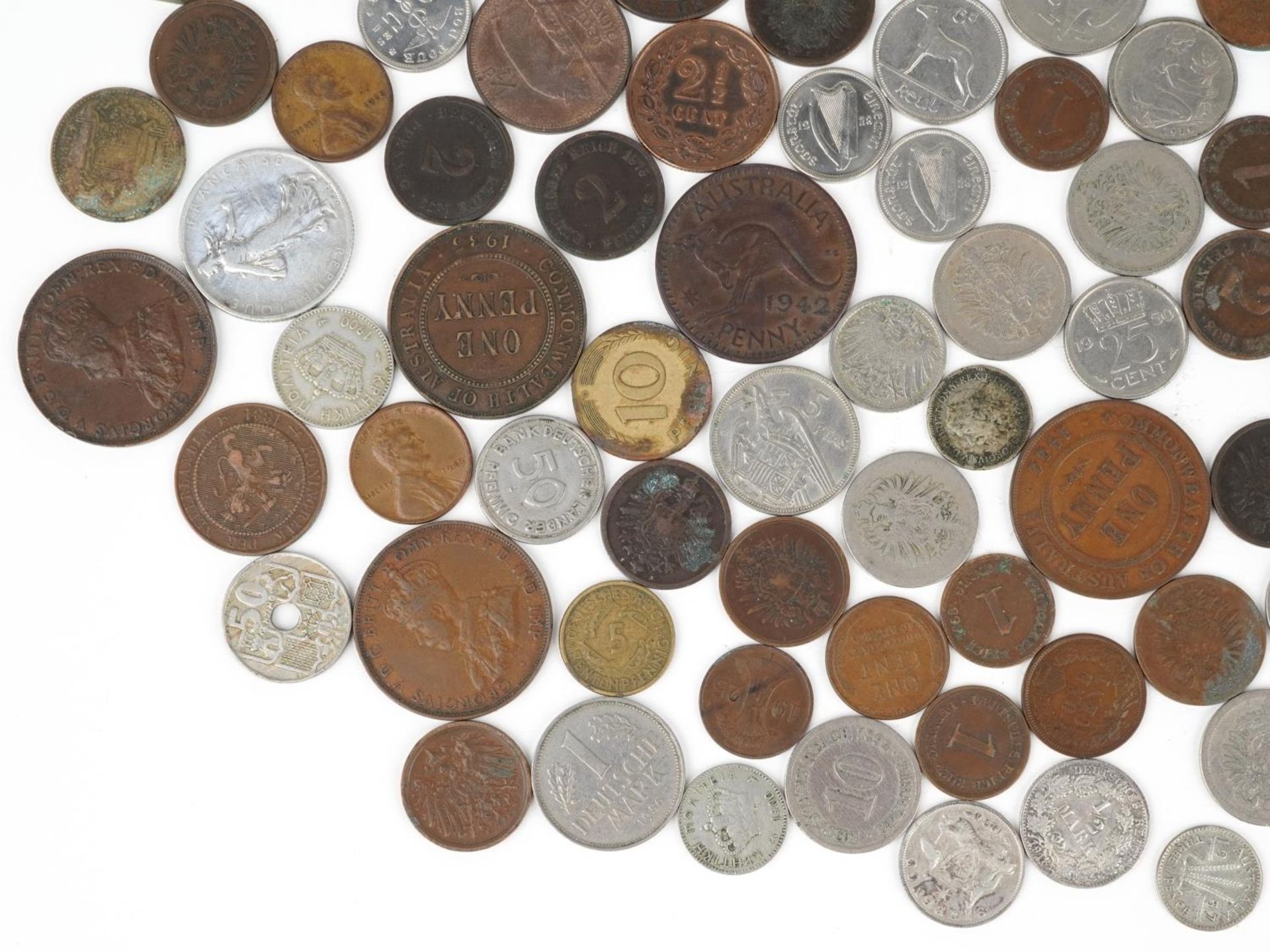 Collection of antique and later world coinage, some silver, including Alfonso XII 1877 ten centimos, - Image 8 of 10