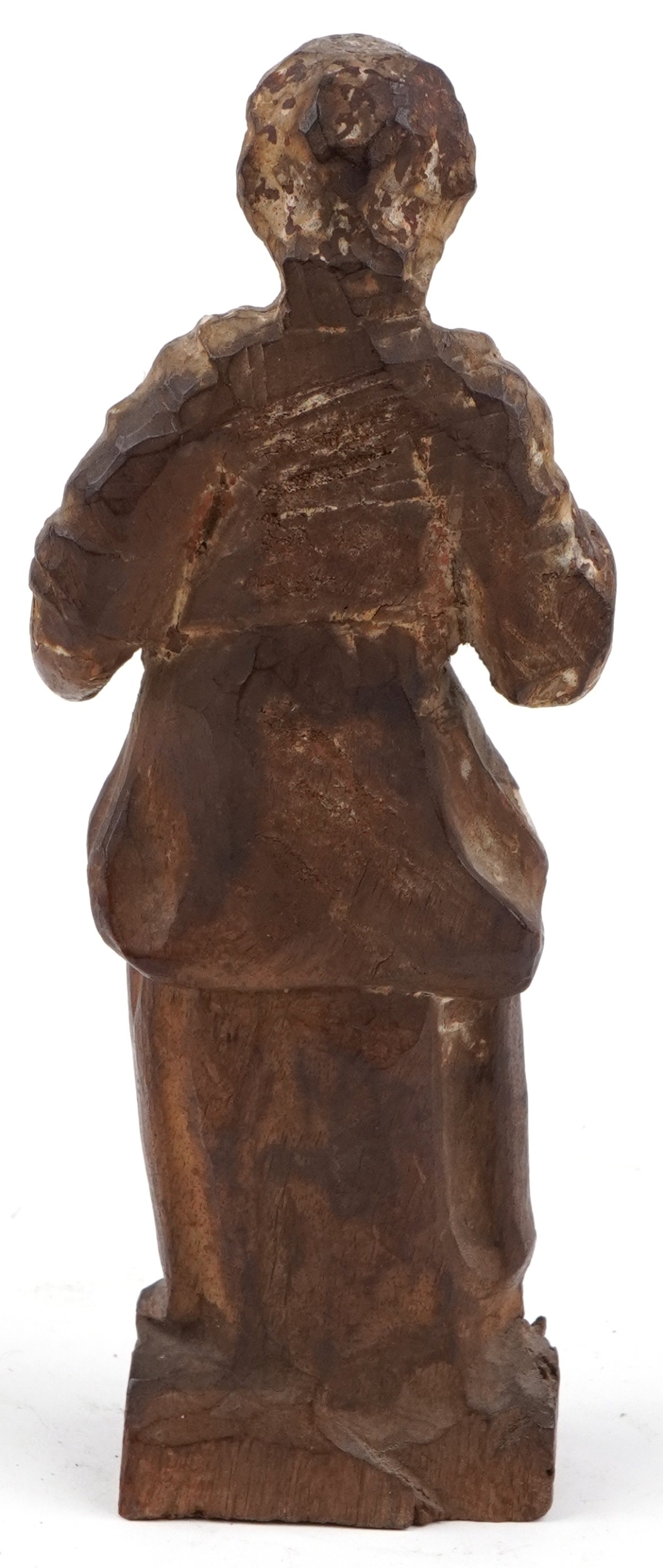 European 17th/18th century polychrome painted carved wood saint, 22cm high - Image 2 of 3