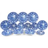 Rogers, Victorian pearlware decorated in the chinoiserie manner comprising pair of dishes with