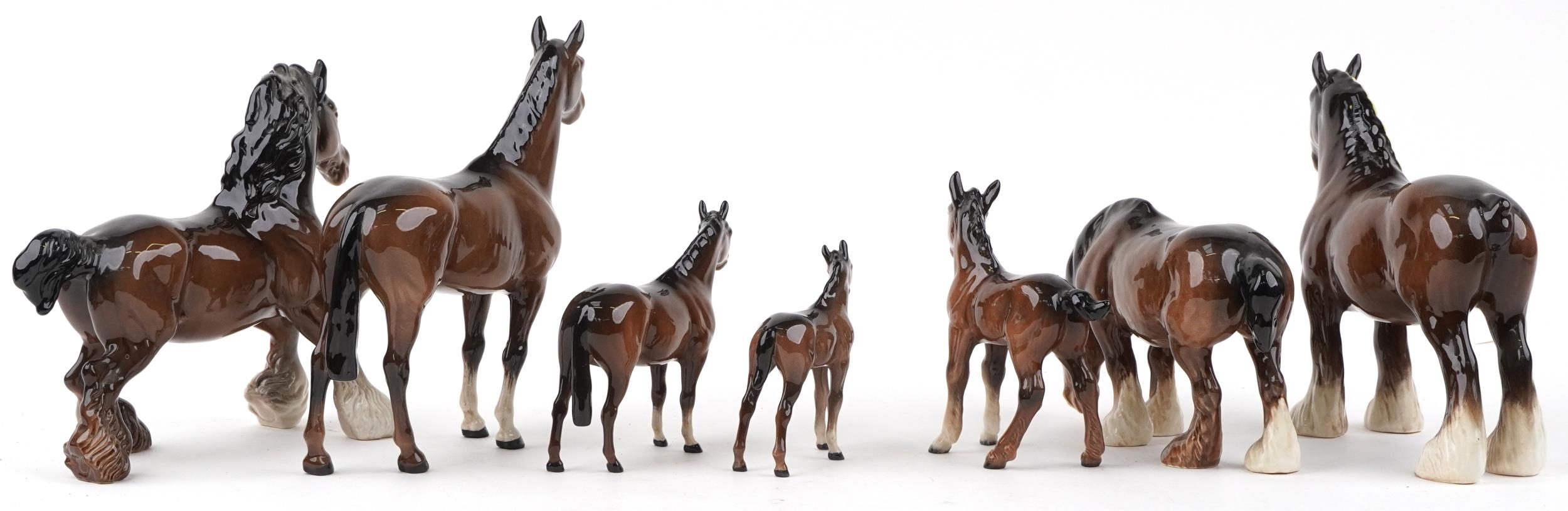 Seven Beswick collectable horses and foals, the largest 23cm in length - Image 4 of 6