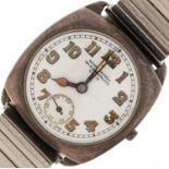 Winegartens, gentlemen's silver manual wind wristwatch having military type enamelled dial and