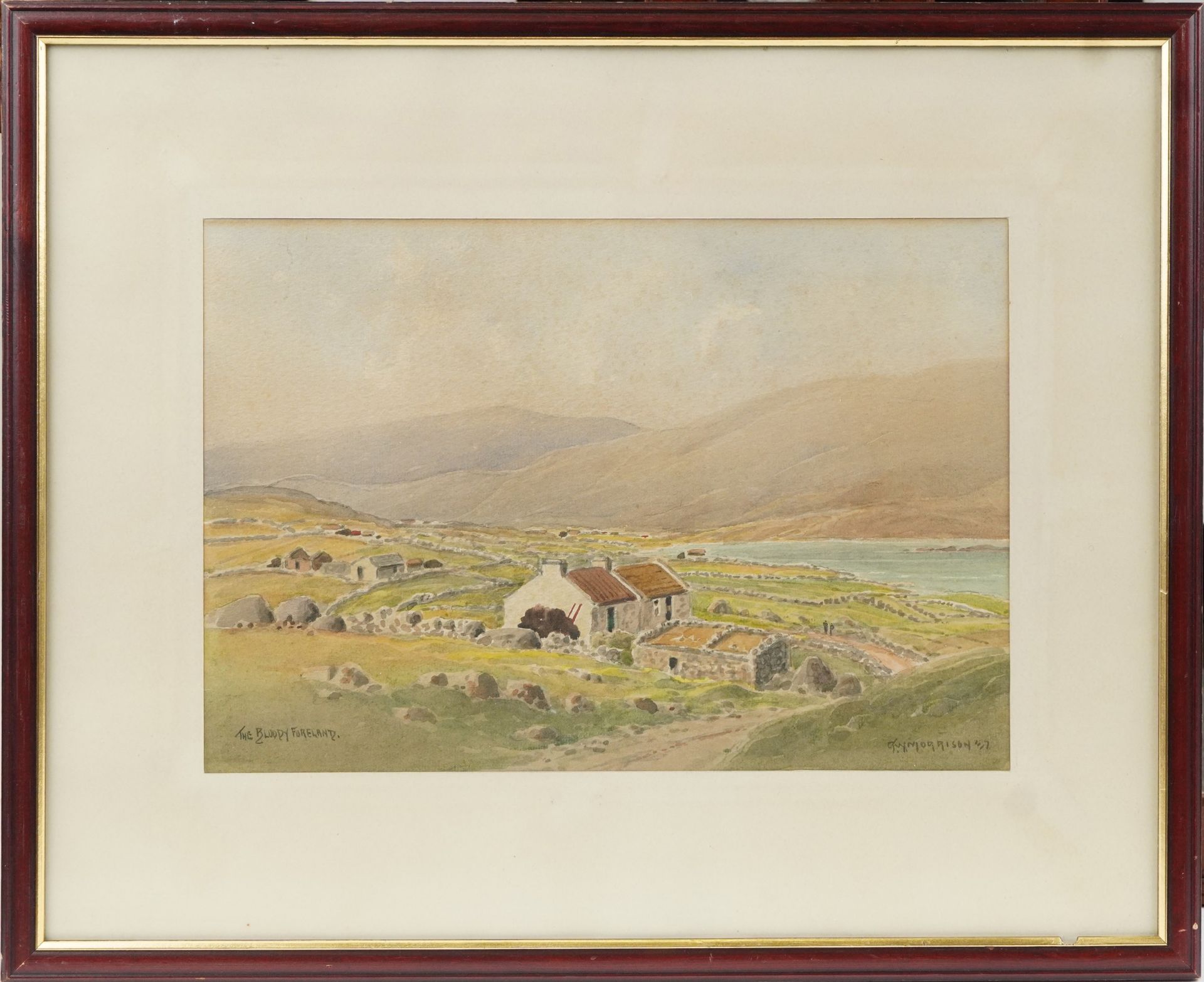 T W Morrison - The Bloody Foreland, watercolour, mounted, framed and glazed, 36cm x 24.5cm excluding - Image 2 of 4
