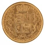 Victoria Young Head 1861 shield back gold sovereign