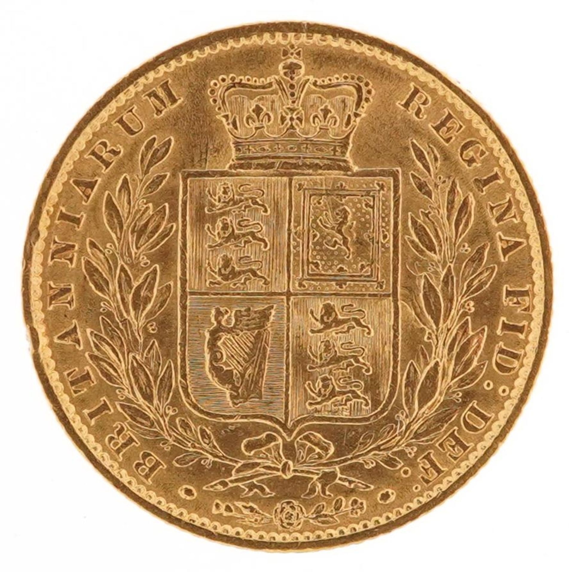 Victoria Young Head 1861 shield back gold sovereign