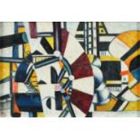 Manner of Fernand Leger - Abstract composition, French school oil on board, framed, 41cm x 29cm