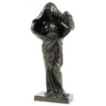 After Louis-Ernest Barrias, large French patinated bronze sculpture of a semi nude Art Nouveau
