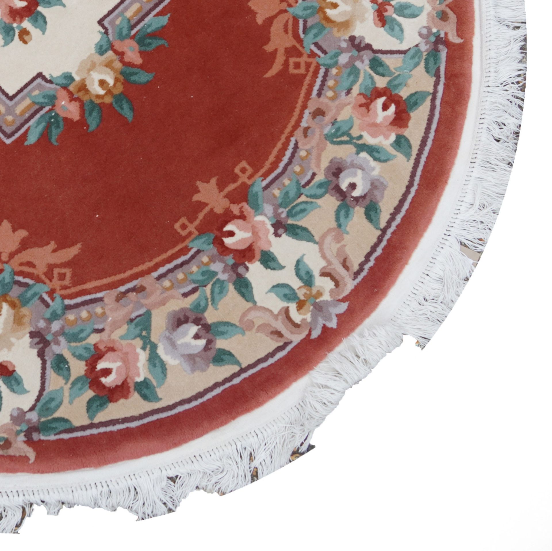 Four Chinese floral rugs comprising two circular and an oval example, the largest 167cm in diameter - Image 18 of 23
