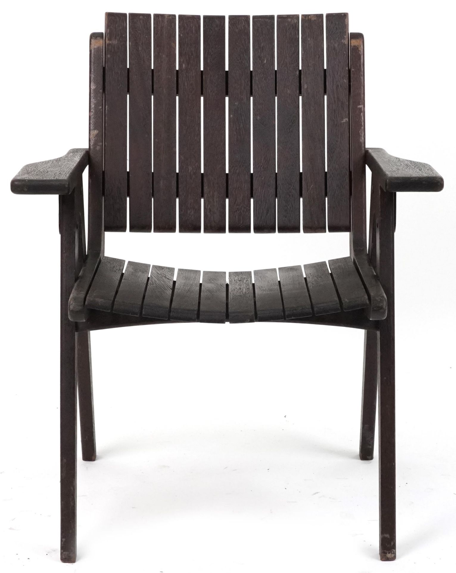 Autoban, stained teak slice chair, 81cm high - Image 2 of 5