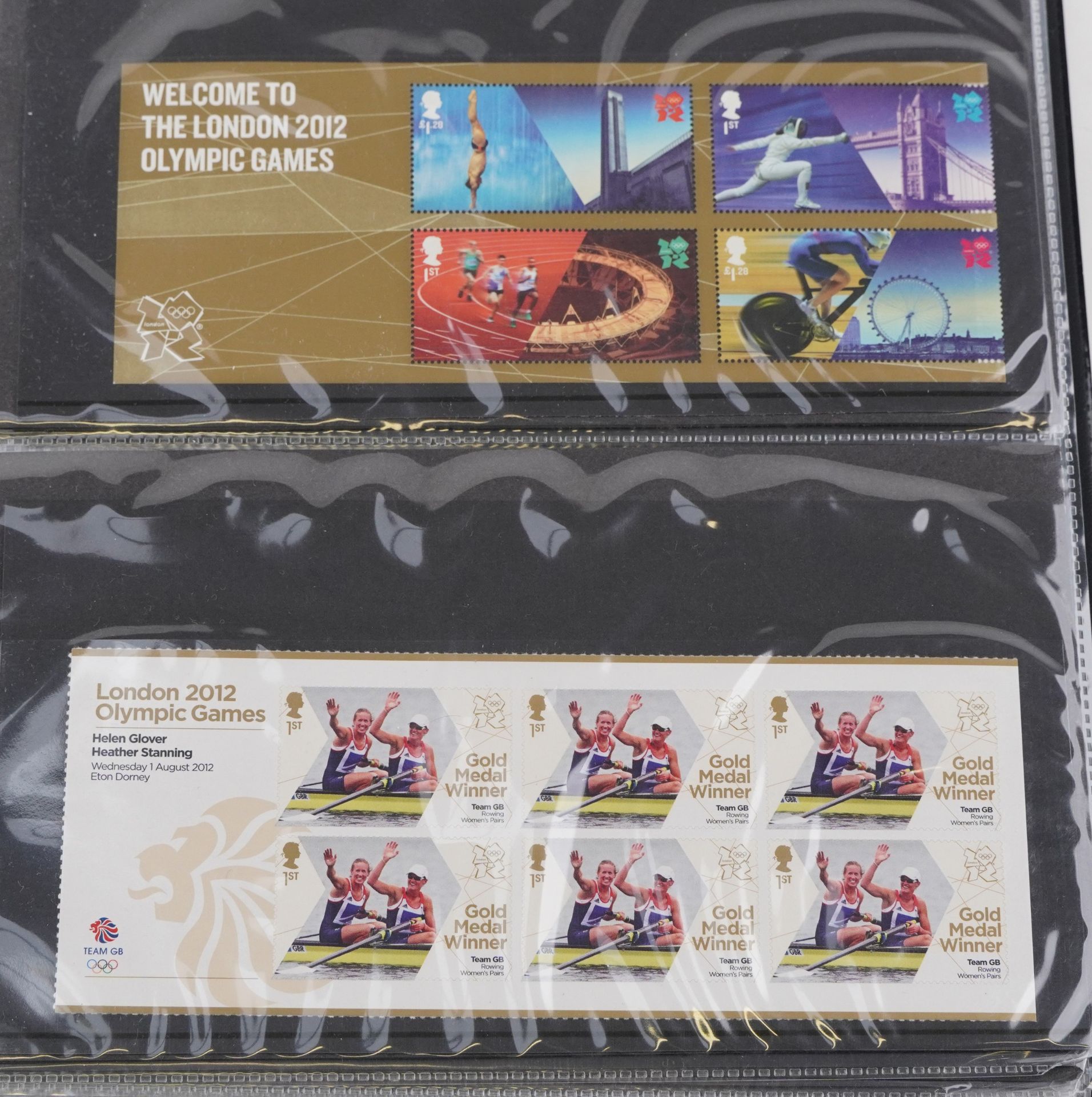 Collection of London 2012 Olympic Games mint unused stamps arranged in an album