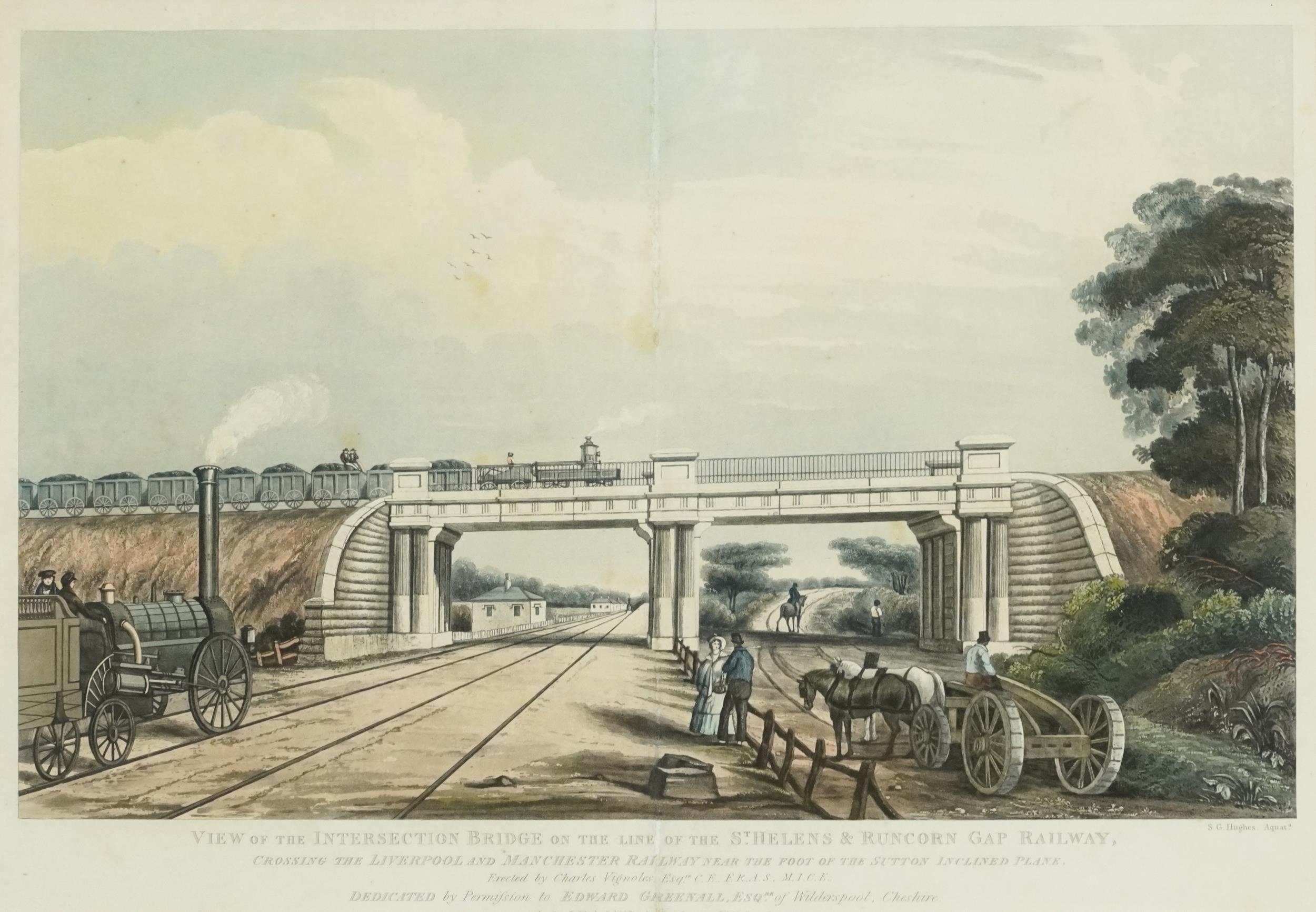 View of the intersection bridge on the line of the St Helen's and Runcorn Gap railway, early 19th