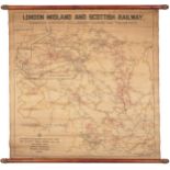 London Midland and Scottish railway railwayana interest wall hanging diagram showing collieries