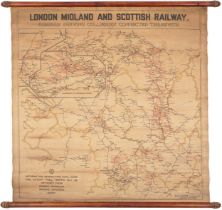 London Midland and Scottish railway railwayana interest wall hanging diagram showing collieries