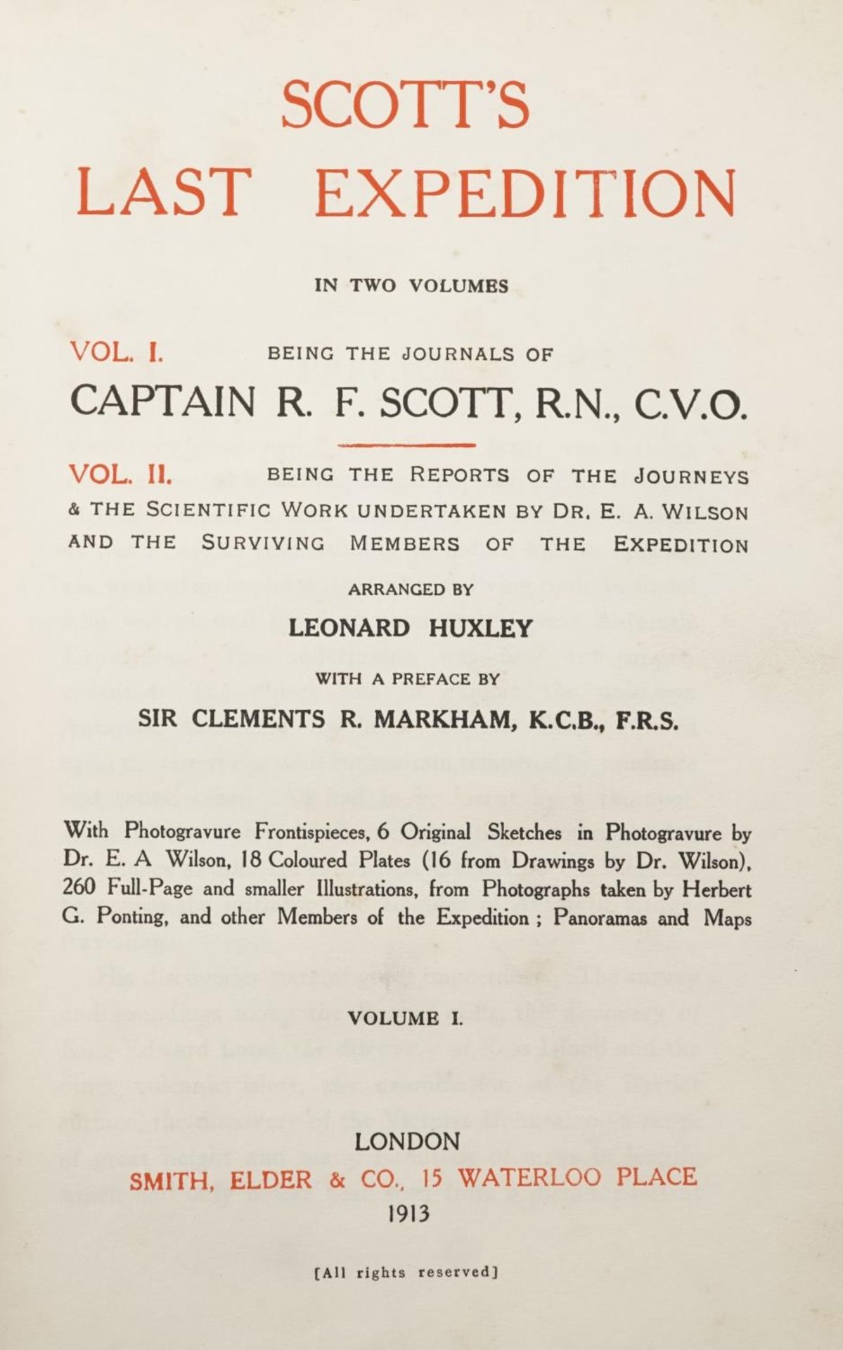 Scott's Last Expedition, two hardback books volumes 1 and 2, published by Smith Alder & Co 1913 - Bild 2 aus 3