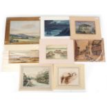 Eight 19th century and later watercolours including Nightfall at Windsor by Howard Fletcher and