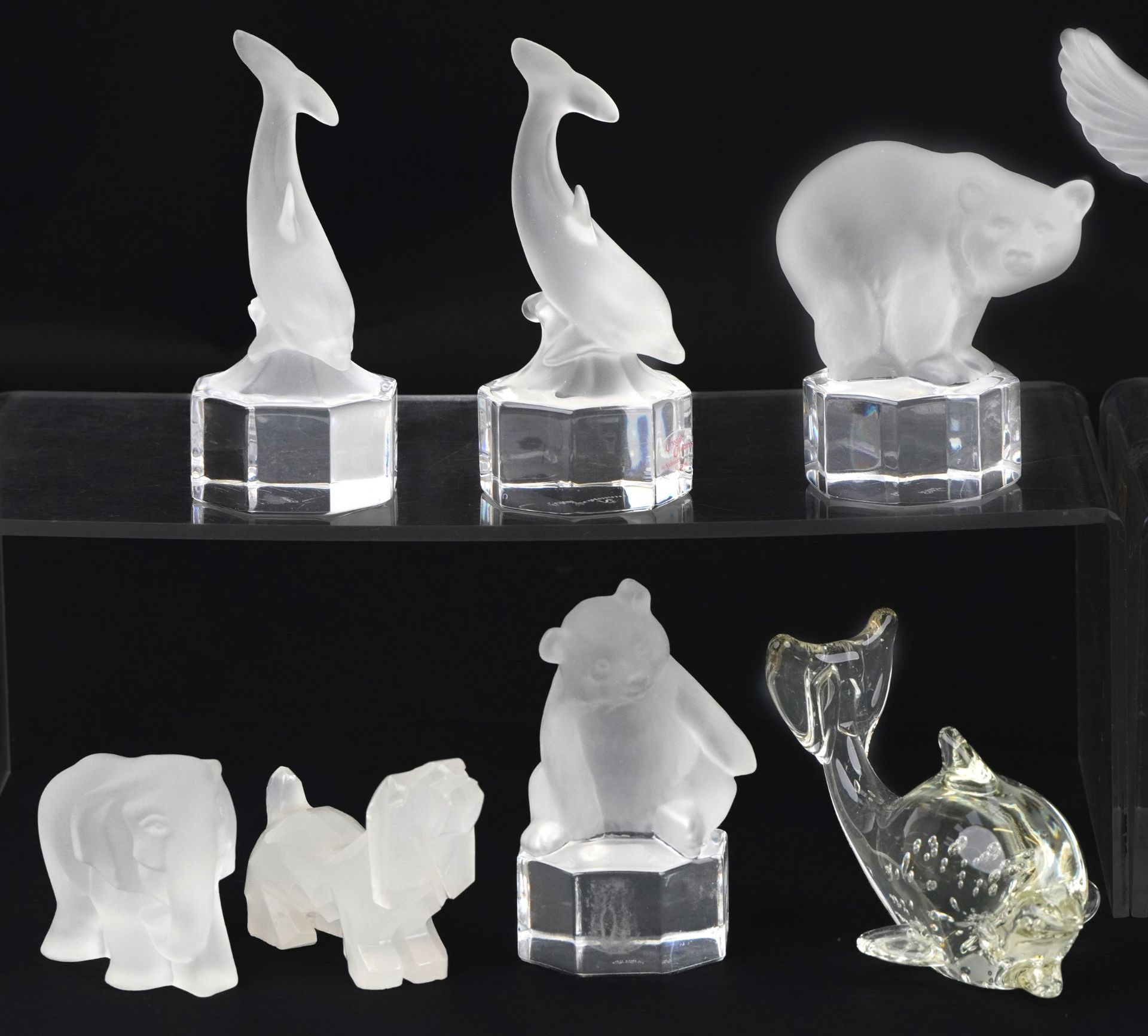 Thirteen frosted, clear glass and stone animal paperweights including Goebel examples, the largest - Image 2 of 4