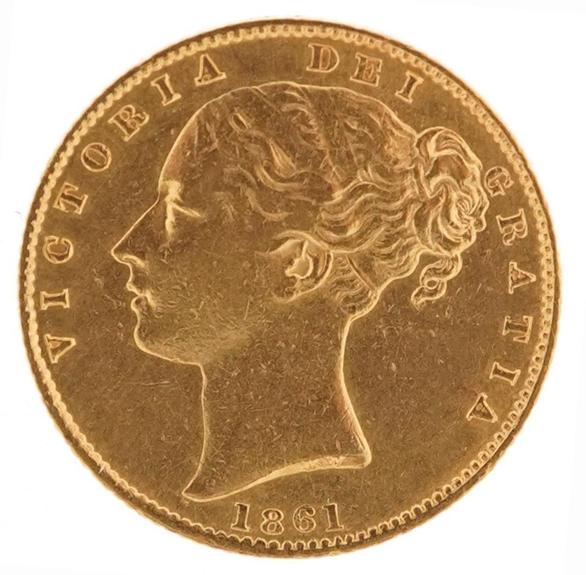 Victoria Young Head 1861 shield back gold sovereign - Bild 2 aus 3