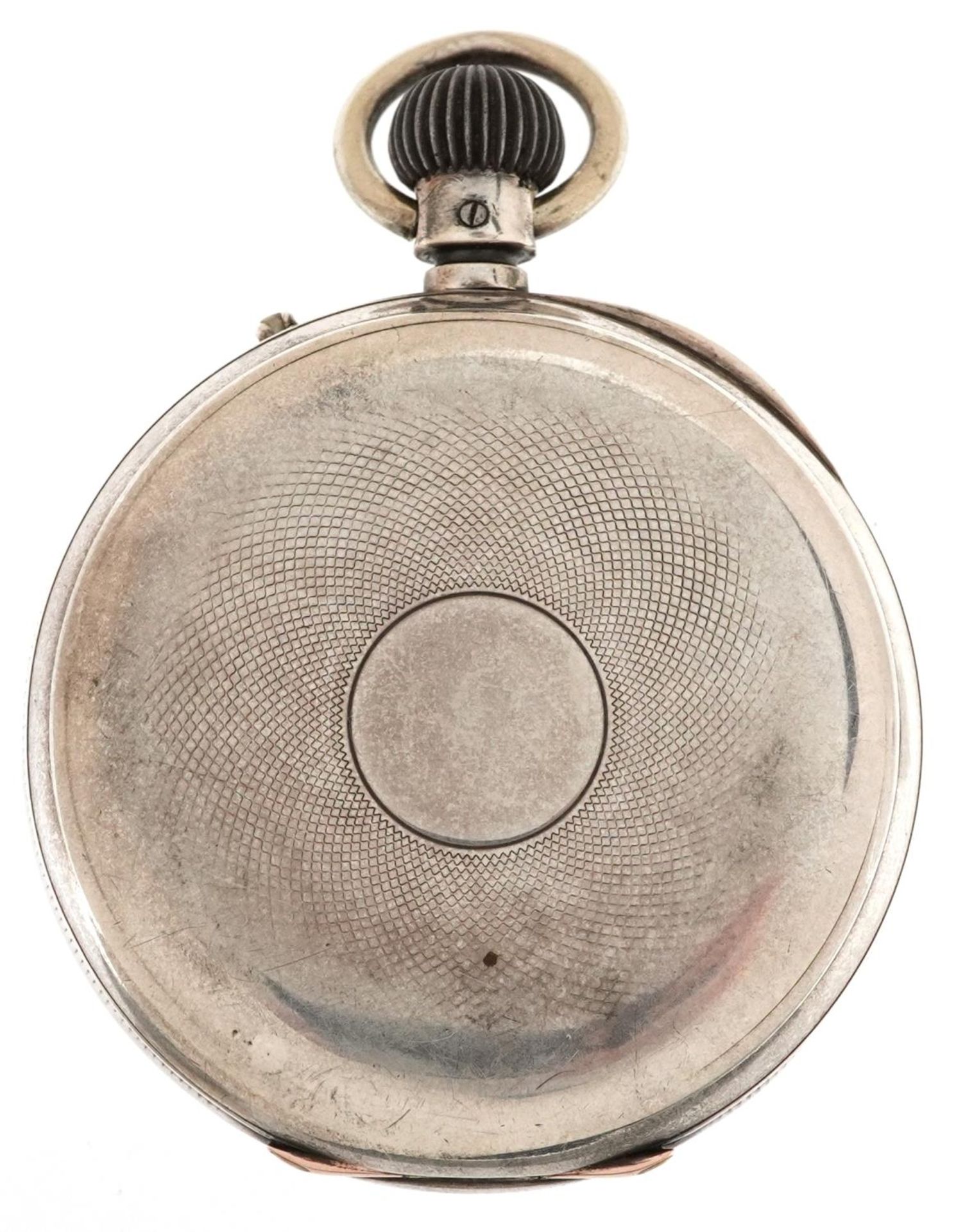 Longines, Victorian silver open face keyless pocket watch having enamelled and subsidiary dials with - Bild 3 aus 6