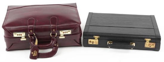 Two vintage leather briefcases including a breweriana interest custom Carlsberg Export burgundy