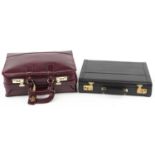 Two vintage leather briefcases including a breweriana interest custom Carlsberg Export burgundy