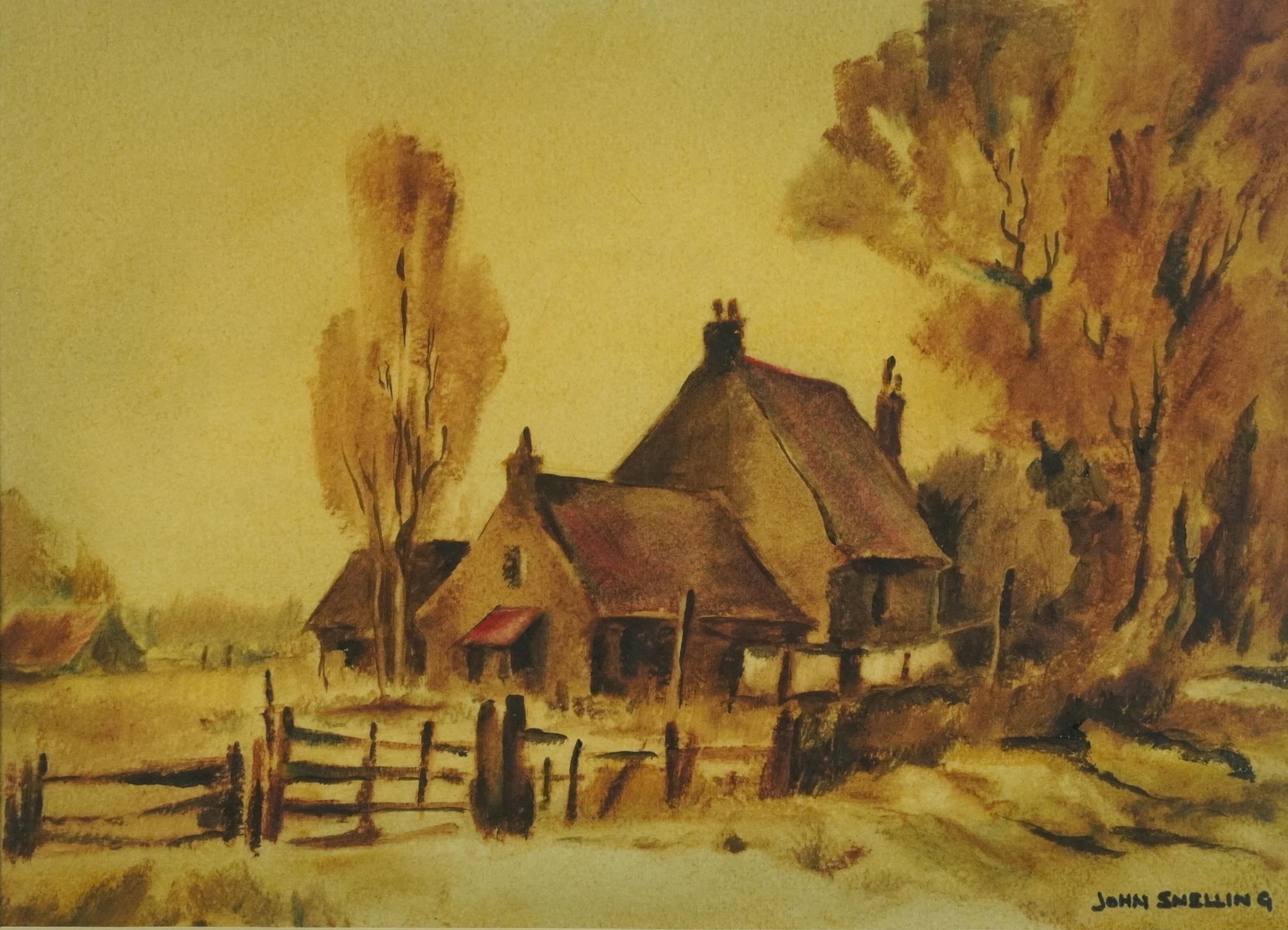 John Snelling - Farmland and farm buildings and Stockman's cottage and evening ploughing, two - Image 2 of 11