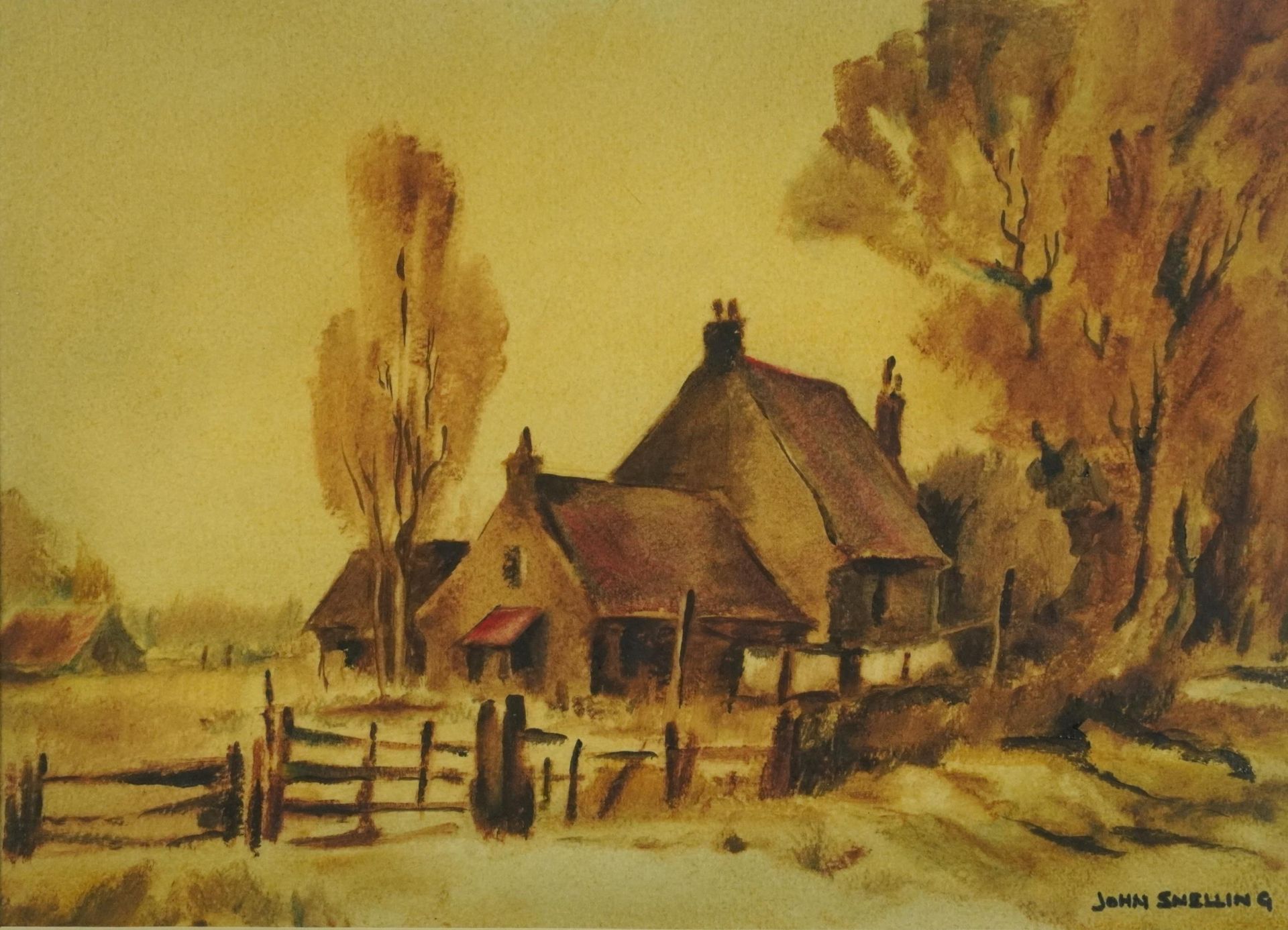 John Snelling - Farmland and farm buildings and Stockman's cottage and evening ploughing, two - Bild 2 aus 11